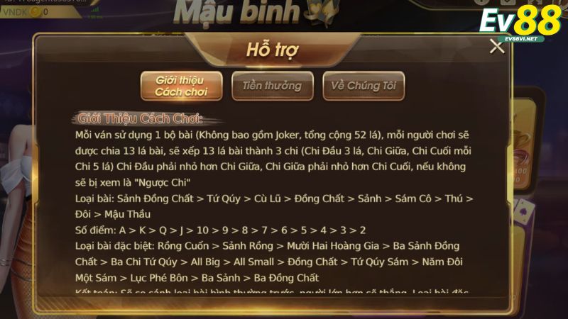Luật chơi game bài Mậu Binh cần nắm rõ