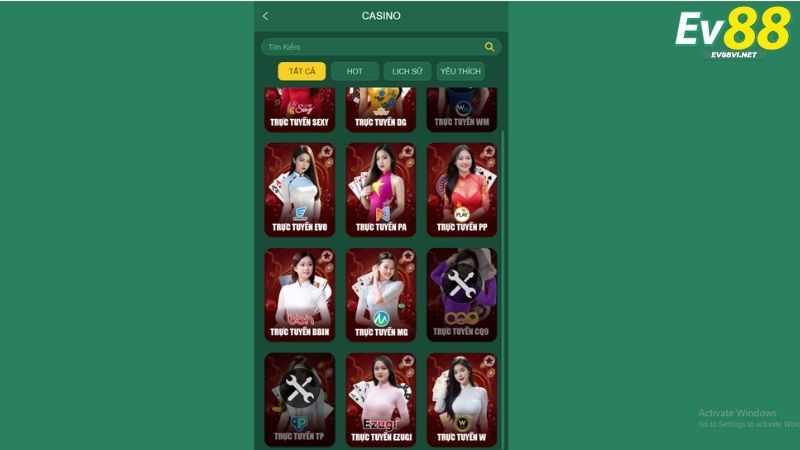 Những sảnh Casino EV88 thu hút người tham gia
