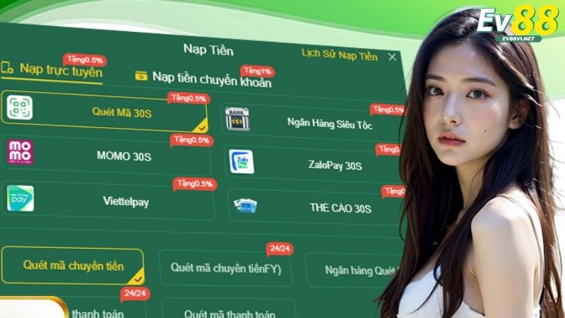 Ưu điểm của giao dịch nạp rút tại EV88