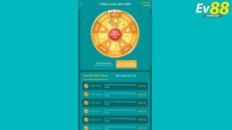 Vòng quay may mắn, nhận thưởng giá trị lên đến 6.666K